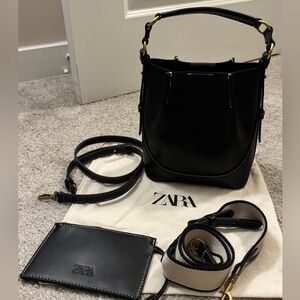 Zara Elegant Black Shoulder Bag Set
